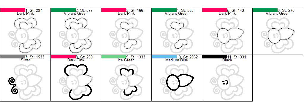 color chart for butterfly applique design