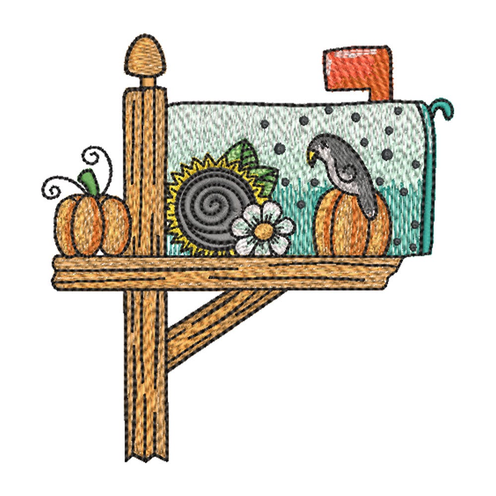 FREE Autumn Mailbox Embroidery Design | Machine Embroidery Designs by JuJu