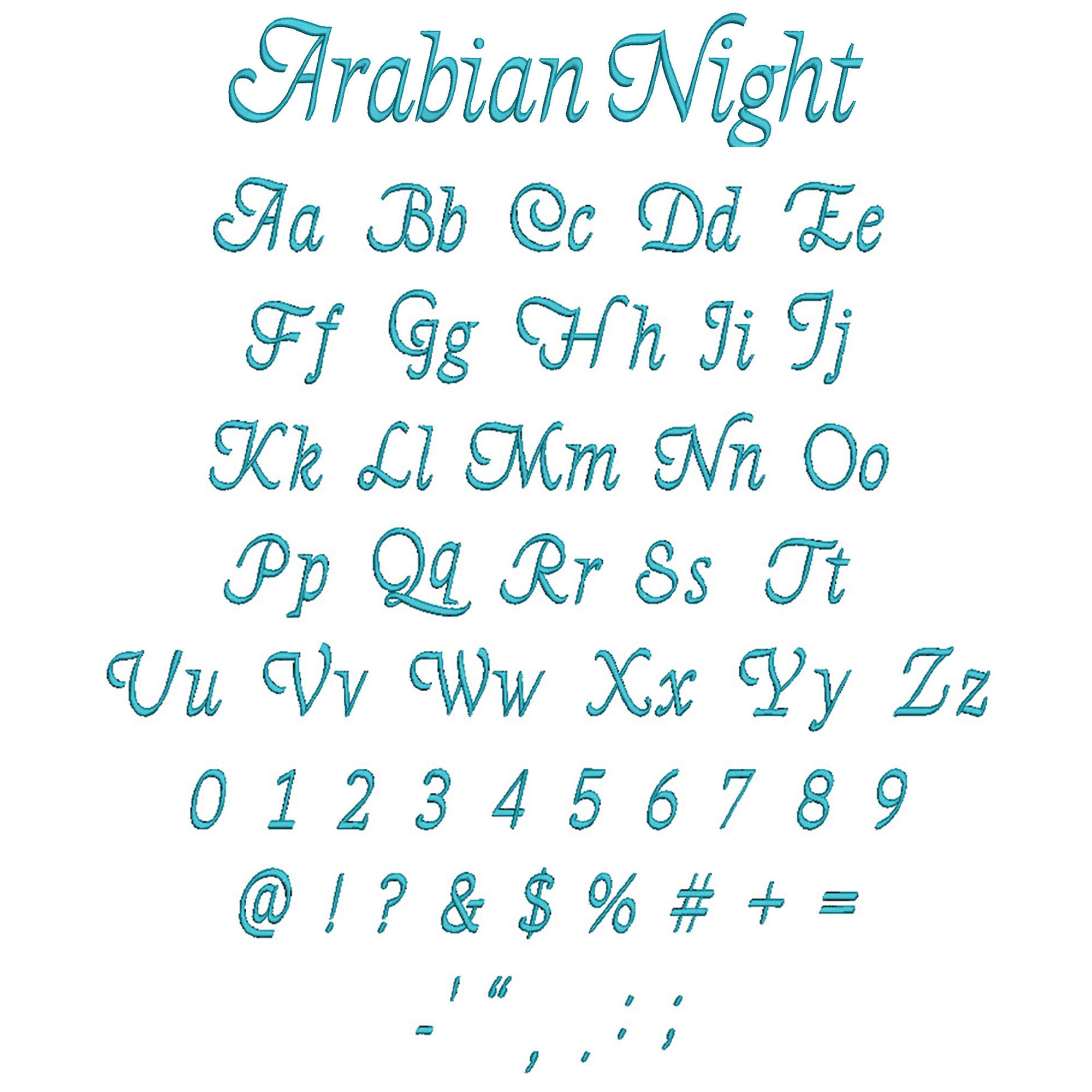 Arabian Night Embroidery Font | Machine Embroidery Designs by JuJu