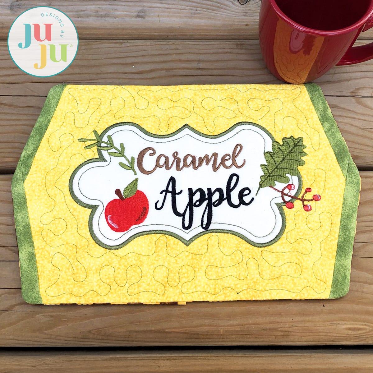 In The Hoop Apple Mini Placemat Project by Oma's Place | Machine Embroidery Designs by JuJu