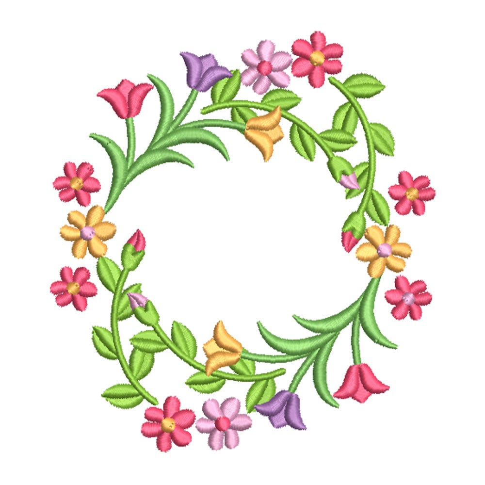 FREE Spring Wreath Embroidery Design | Machine Embroidery Designs by JuJu