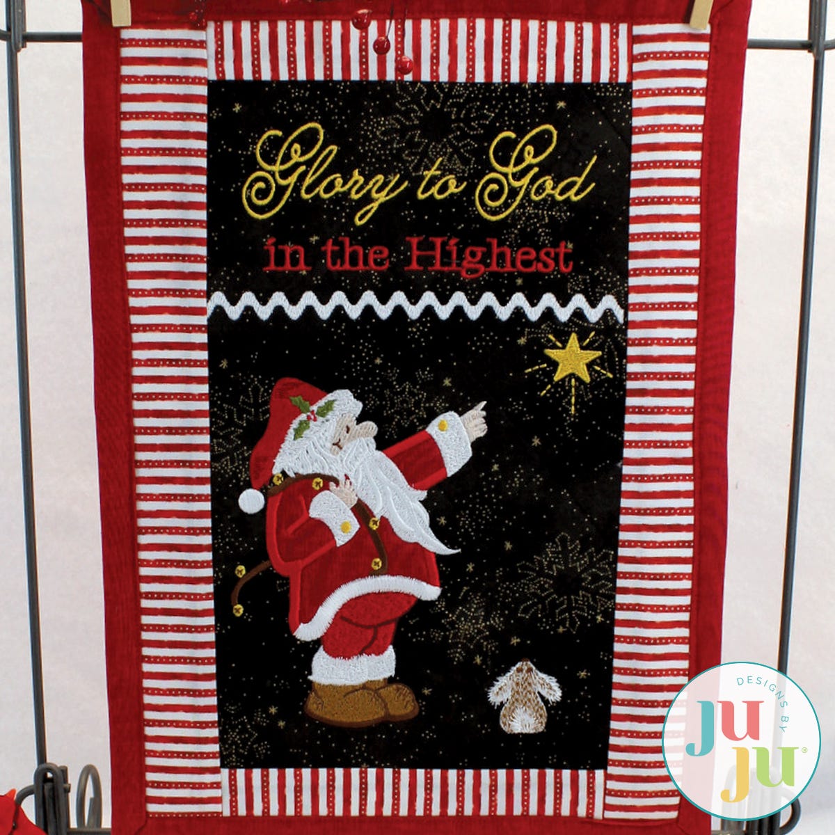 Glory Santa Mini Quilt by Oma's Place | Machine Embroidery Designs by JuJu
             