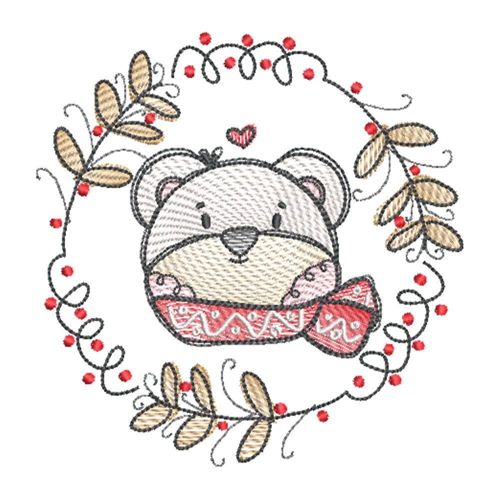 FREE Bear Wreath Embroidery Design | Machine Embroidery Designs by JuJu