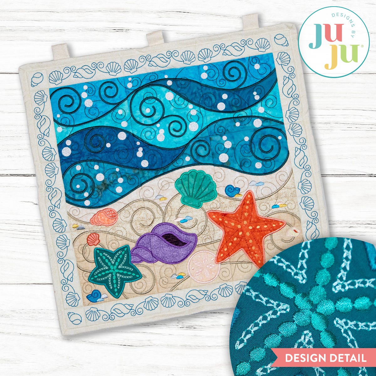In The Hoop Beach Wall Hanging Project | Machine Embroidery Designs by JuJu