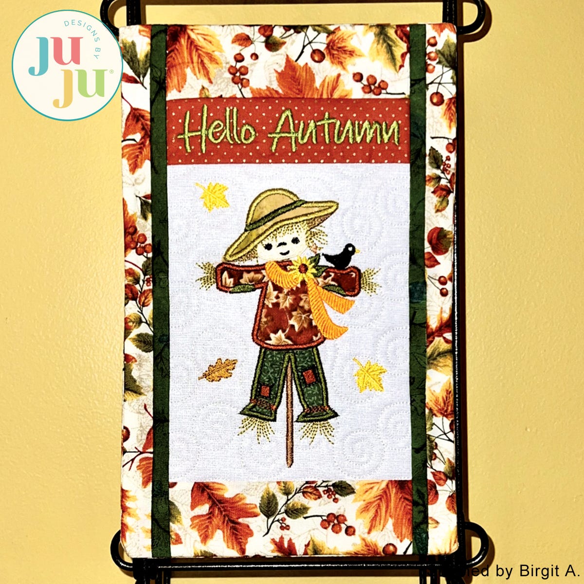 In The Hoop Scarecrow Mini Quilt Project by Oma's Place | Machine Embroidery Designs by JuJu