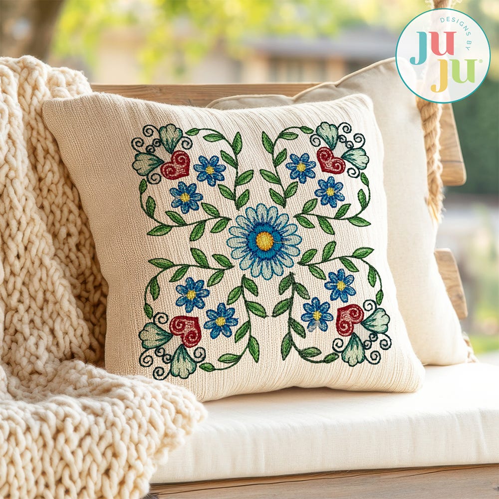 Floral Mandala 3 Embroidery Design | Machine Embroidery Designs by JuJu