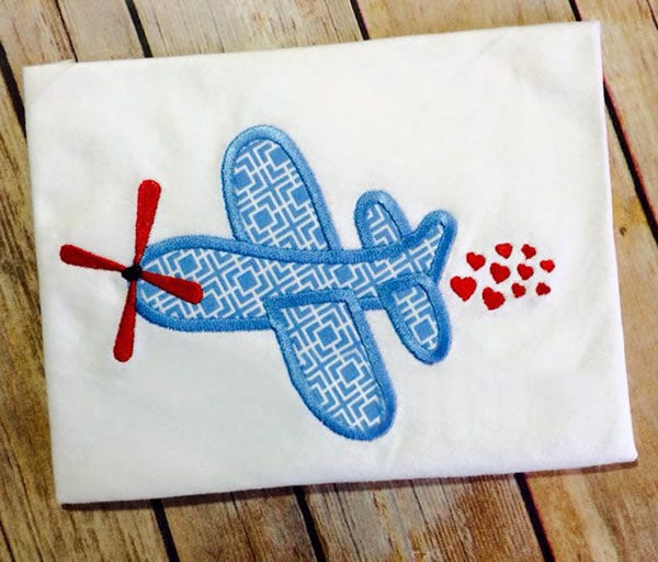 Valentine Plane Embroidery Design | Machine Embroidery Designs by JuJu