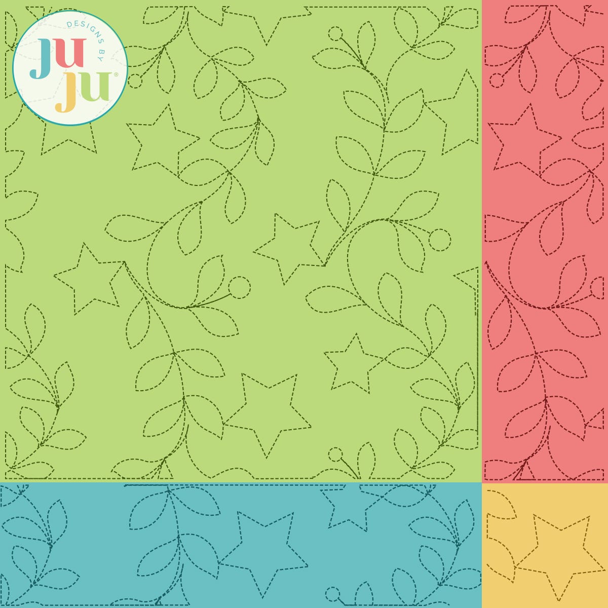 Stars and Vines Quilting Backdrops Design | Machine Embroidery Designs by JuJu