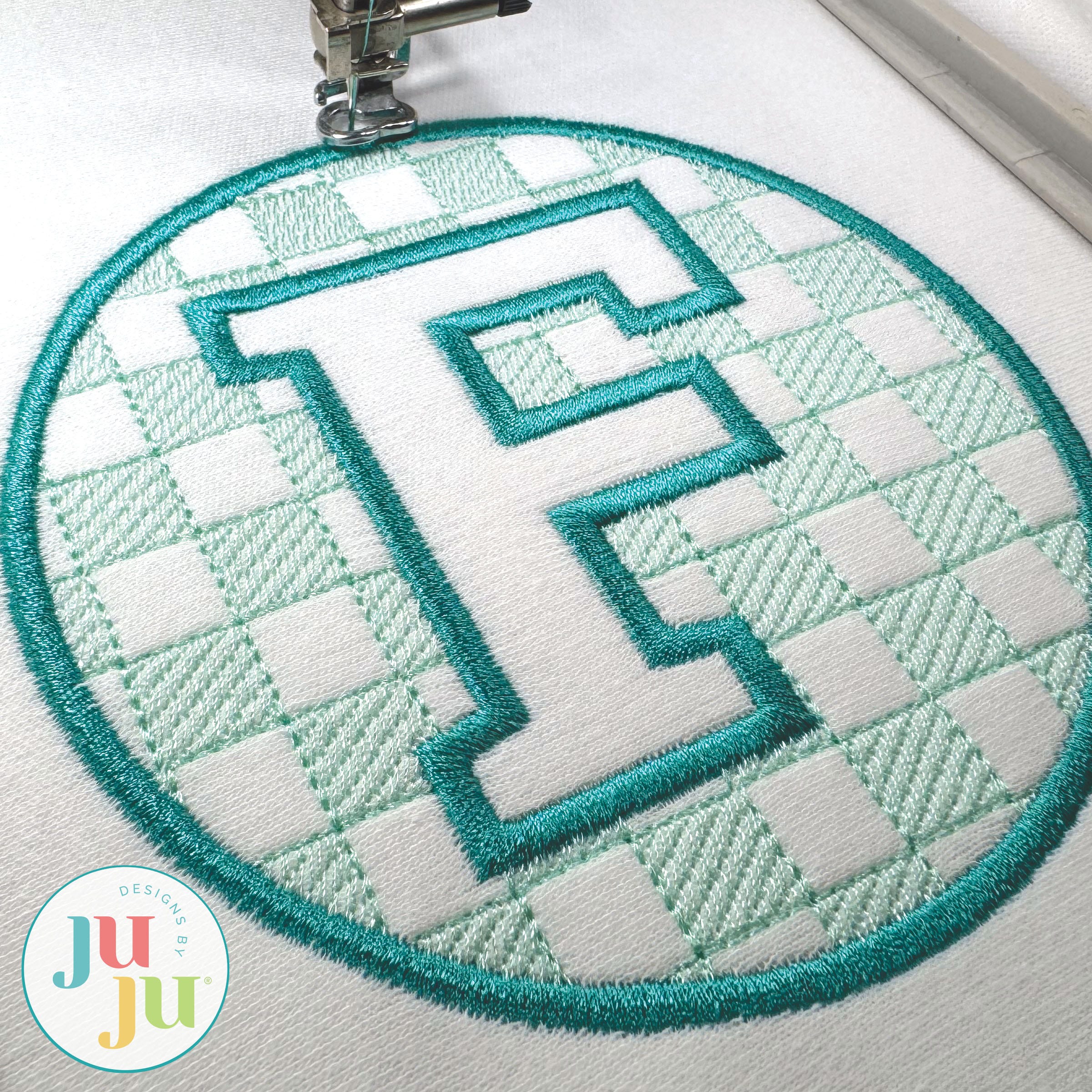 Embossed Checkered Alphabet Embroidery Set | Machine Embroidery Designs by JuJu
