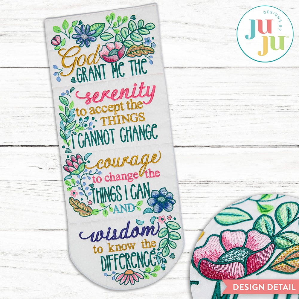 In The Hoop Serenity Prayer Wall Hanging Project | Machine Embroidery Designs by JuJu