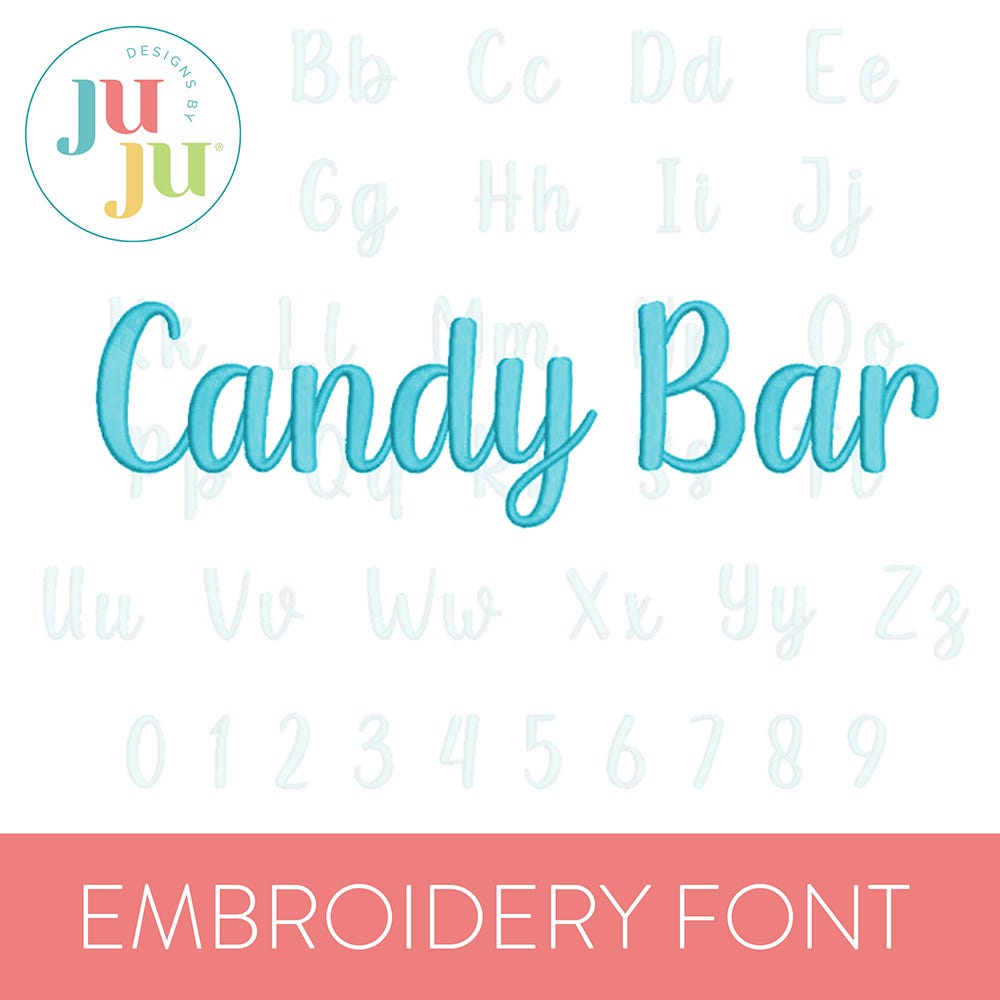 Candy Bar Embroidery Font | Machine Embroidery Designs by JuJu