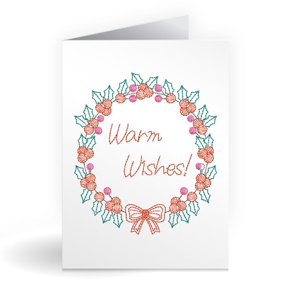 FREE Warm Wishes Greeting Card Embroidery Design | Machine Embroidery Designs by JuJu