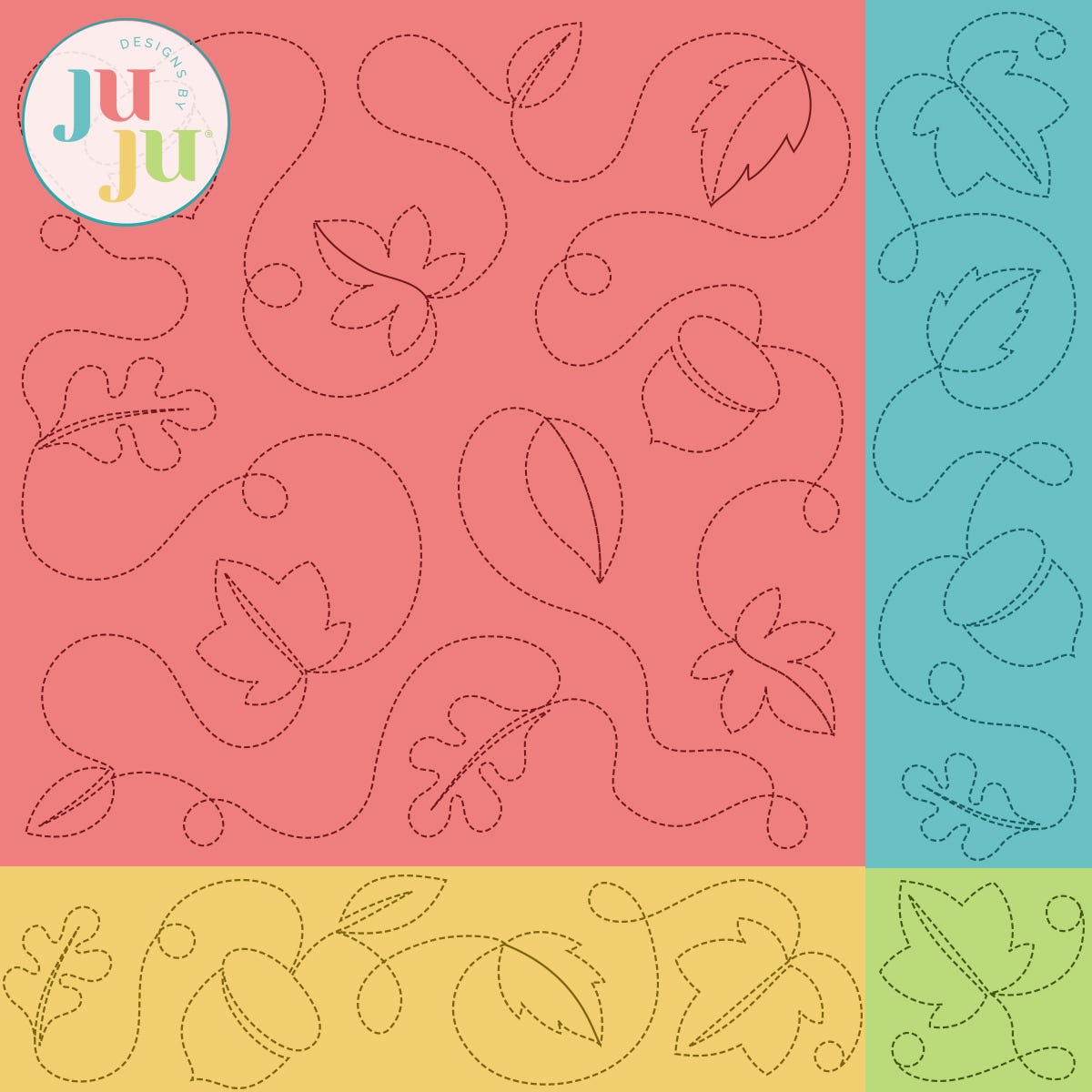 Autumn Leaves Quilting Backdrops Design | Machine Embroidery Designs by JuJu