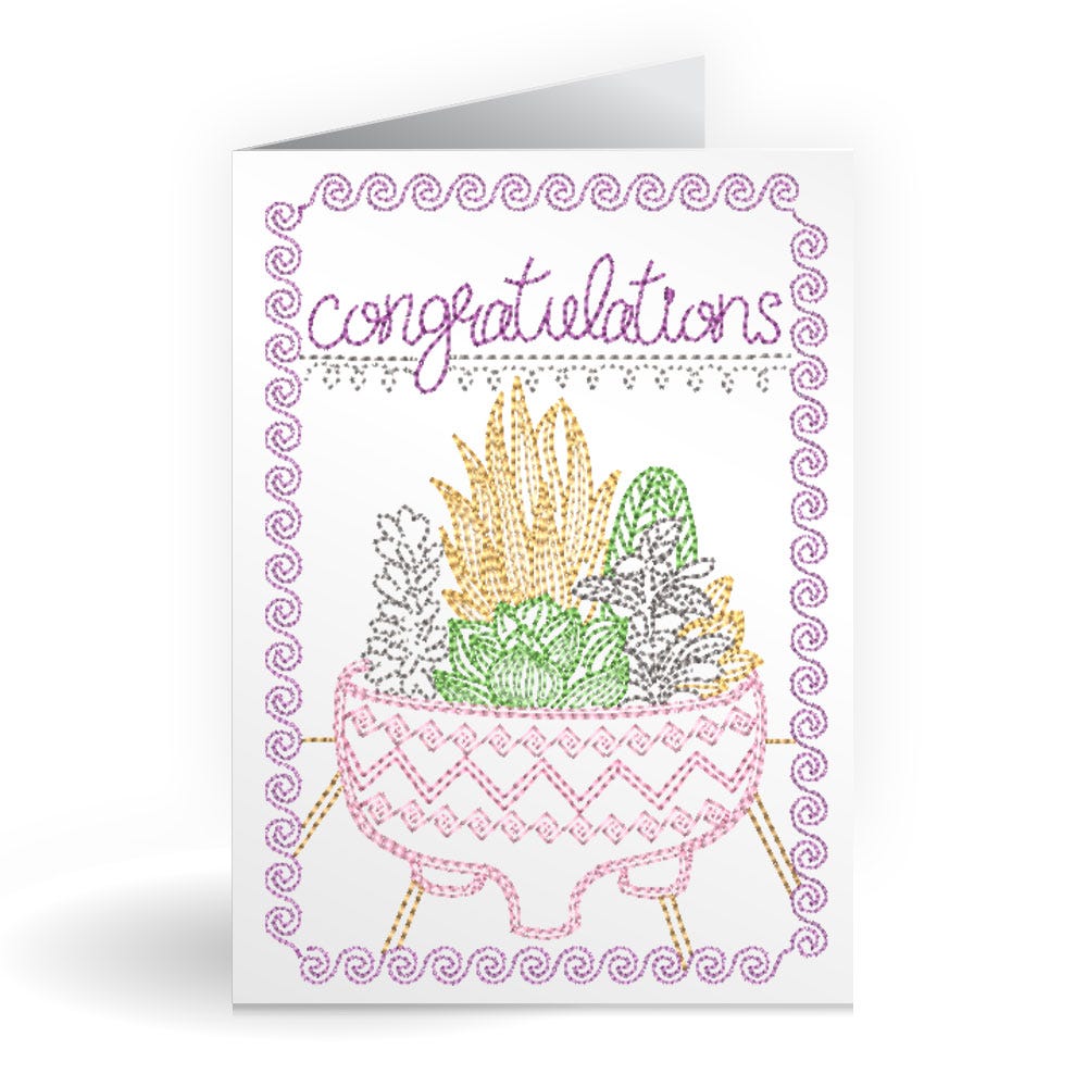 FREE Celebration Greeting Card Congratulations Embroidery Design | Machine Embroidery Designs by JuJu
