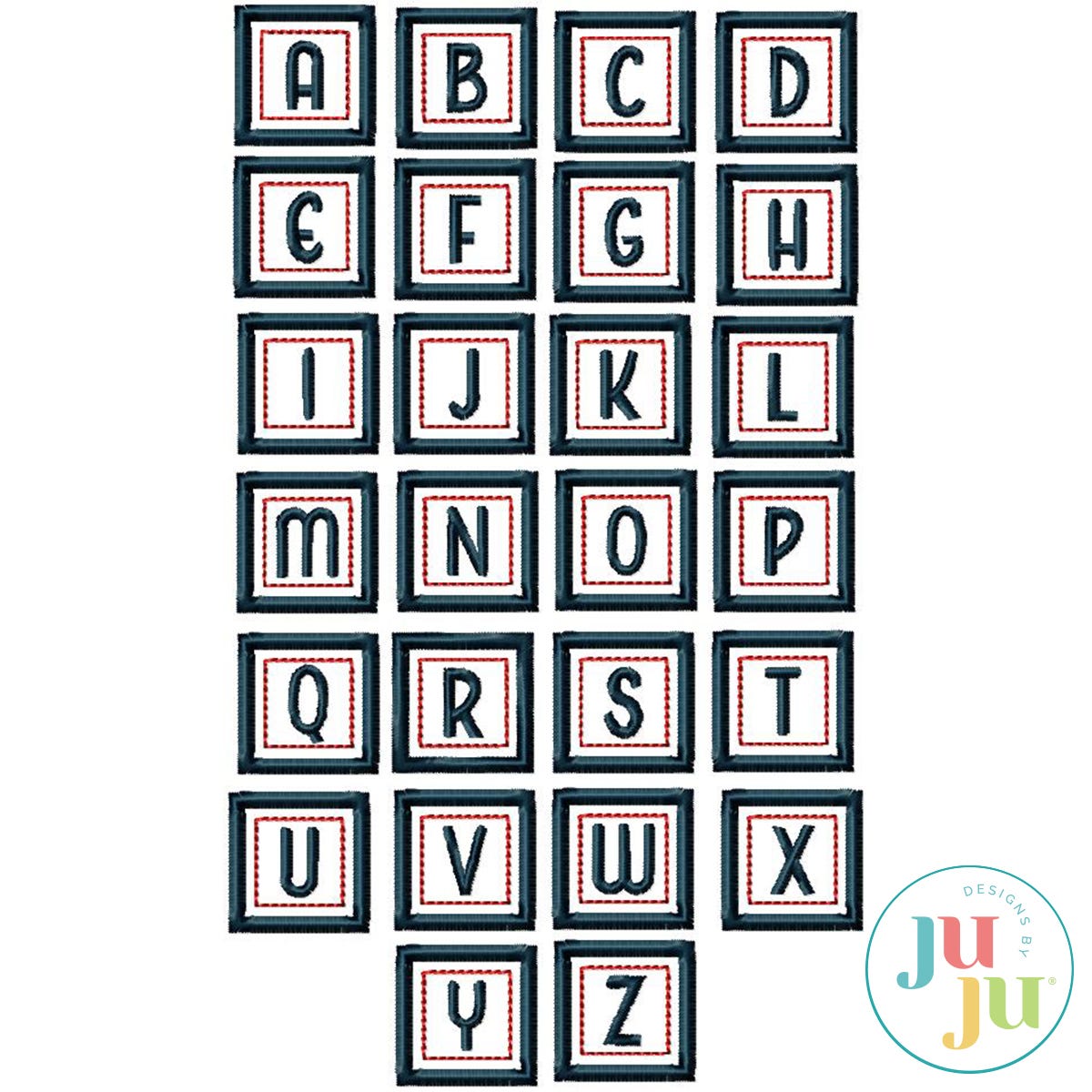 Small Square Satin Stitch Monogram Embroidery Font by Oma's Place | Machine Embroidery Designs by JuJu