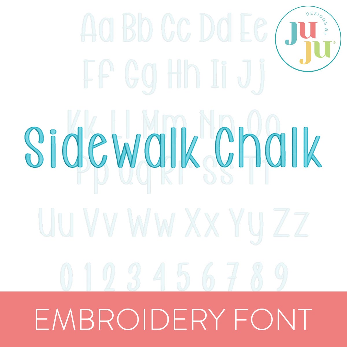 Sidewalk Chalk Satin Stitch Embroidery Font | Machine Embroidery Designs by JuJu
