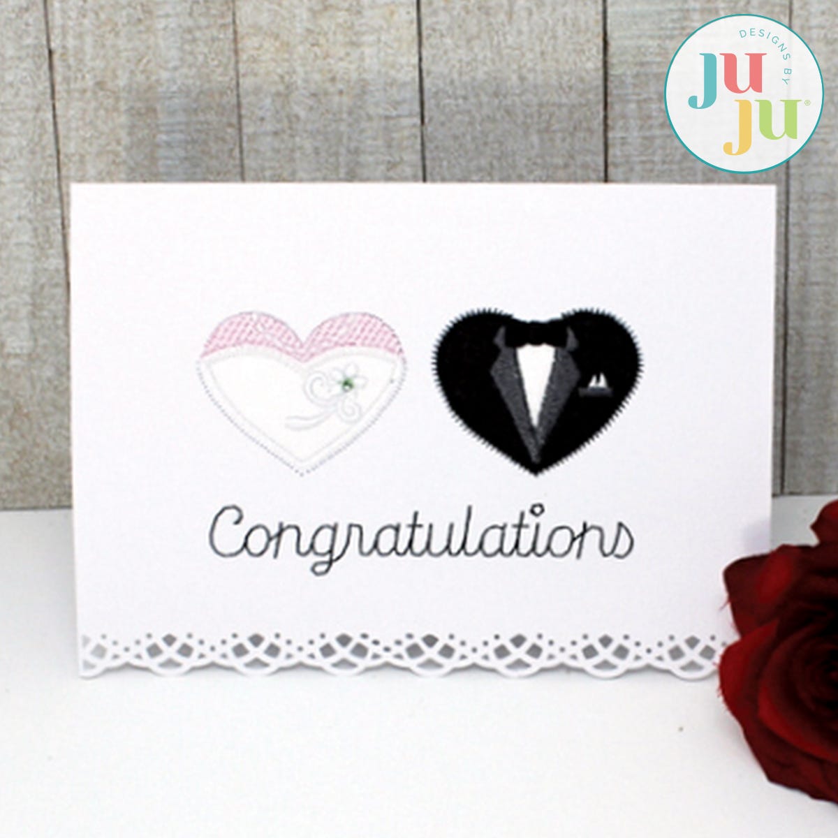 Wedding Card Embroidery Design by Oma's Place | Machine Embroidery Designs by JuJu