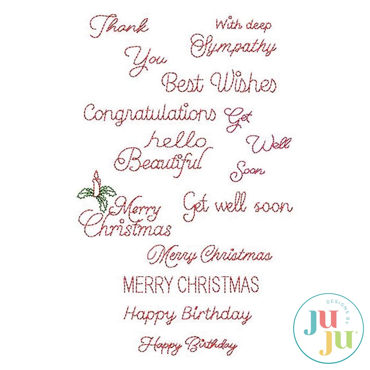 Greeting Card Phrases Embroidery Set by Oma's Place | Machine Embroidery Designs by JuJu