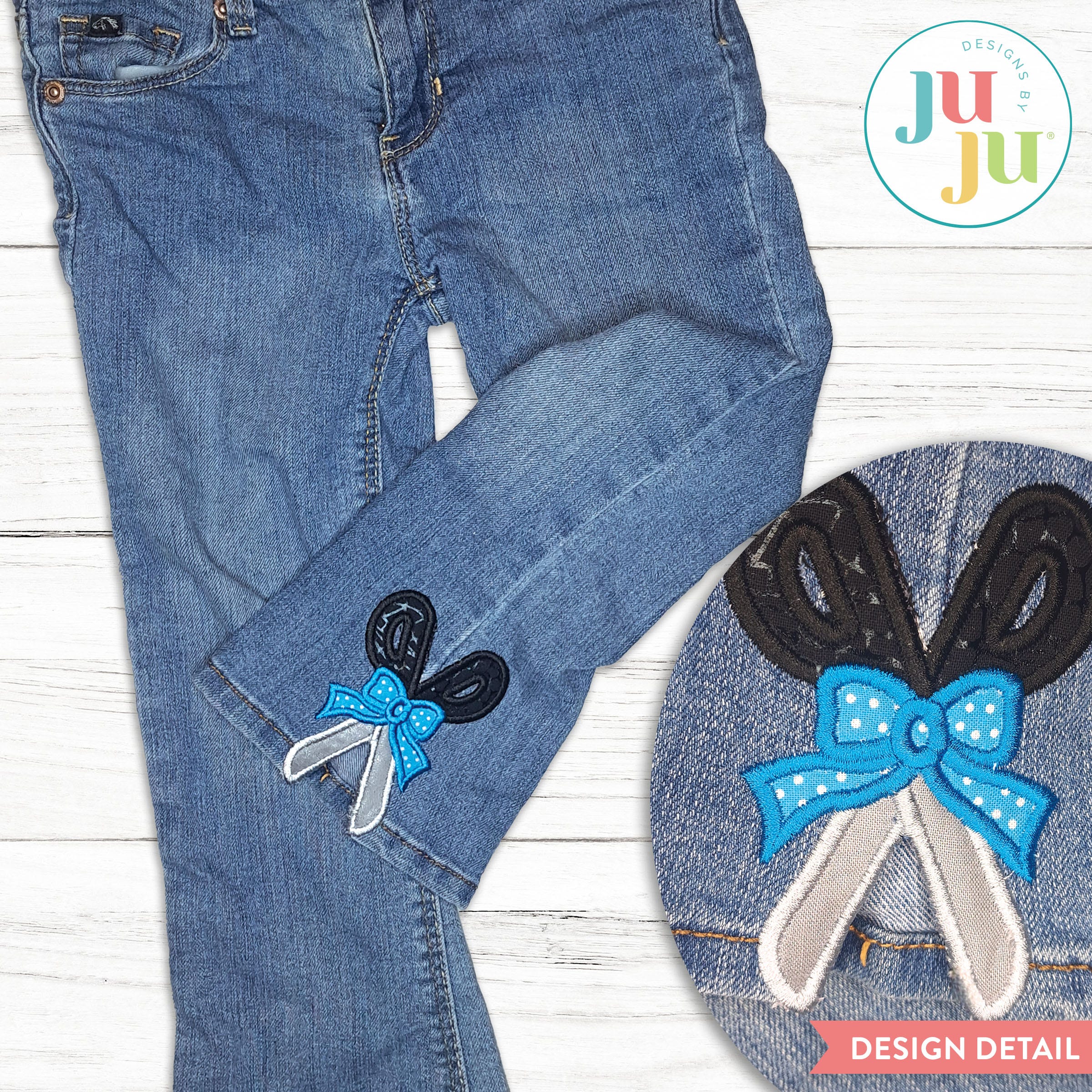                                 Free Scissors Bow Side Seam Cutaway Applique Embroidery Design | Machine Embroidery Designs by JuJu
                            