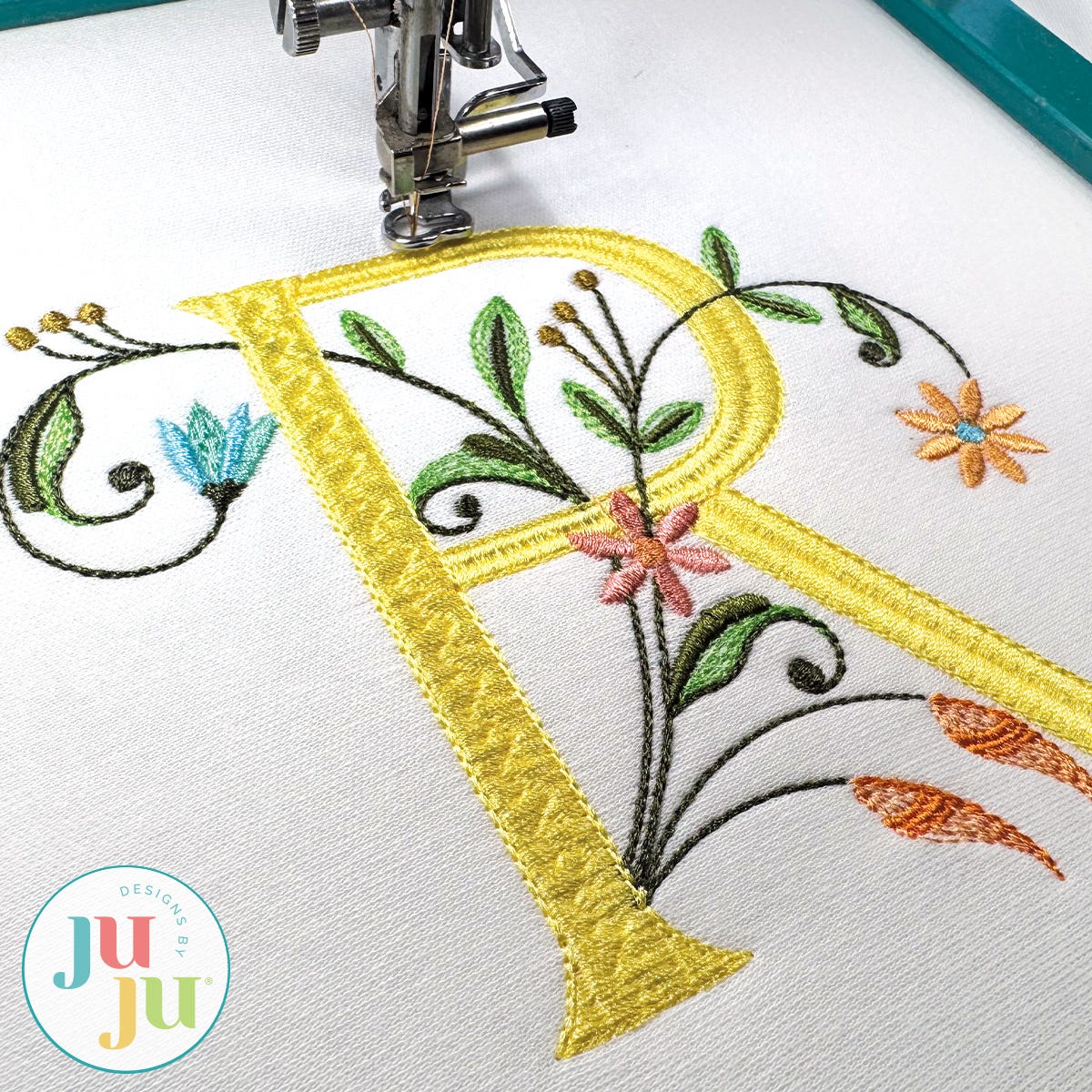 Meadow Chic Monogram Embroidery Font | Machine Embroidery Designs by JuJu