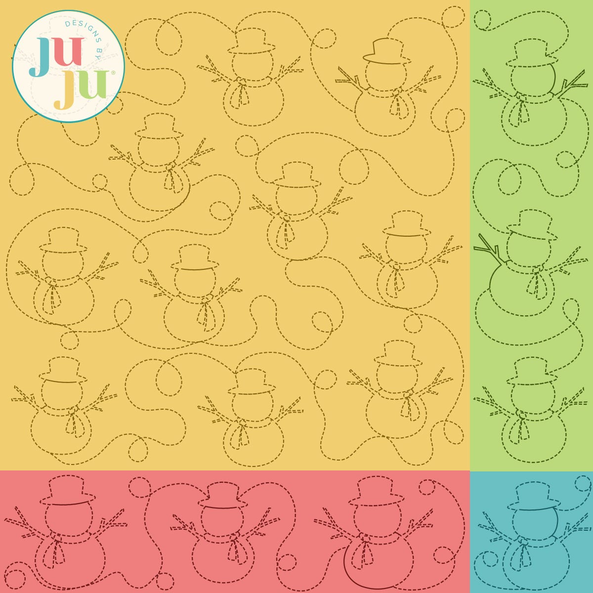 Snowmen Quilting Backdrops Design | Machine Embroidery Designs by JuJu