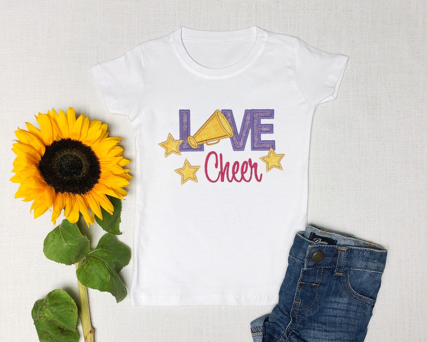 Love Cheer With Stars Applique | Machine Embroidery Designs by JuJu