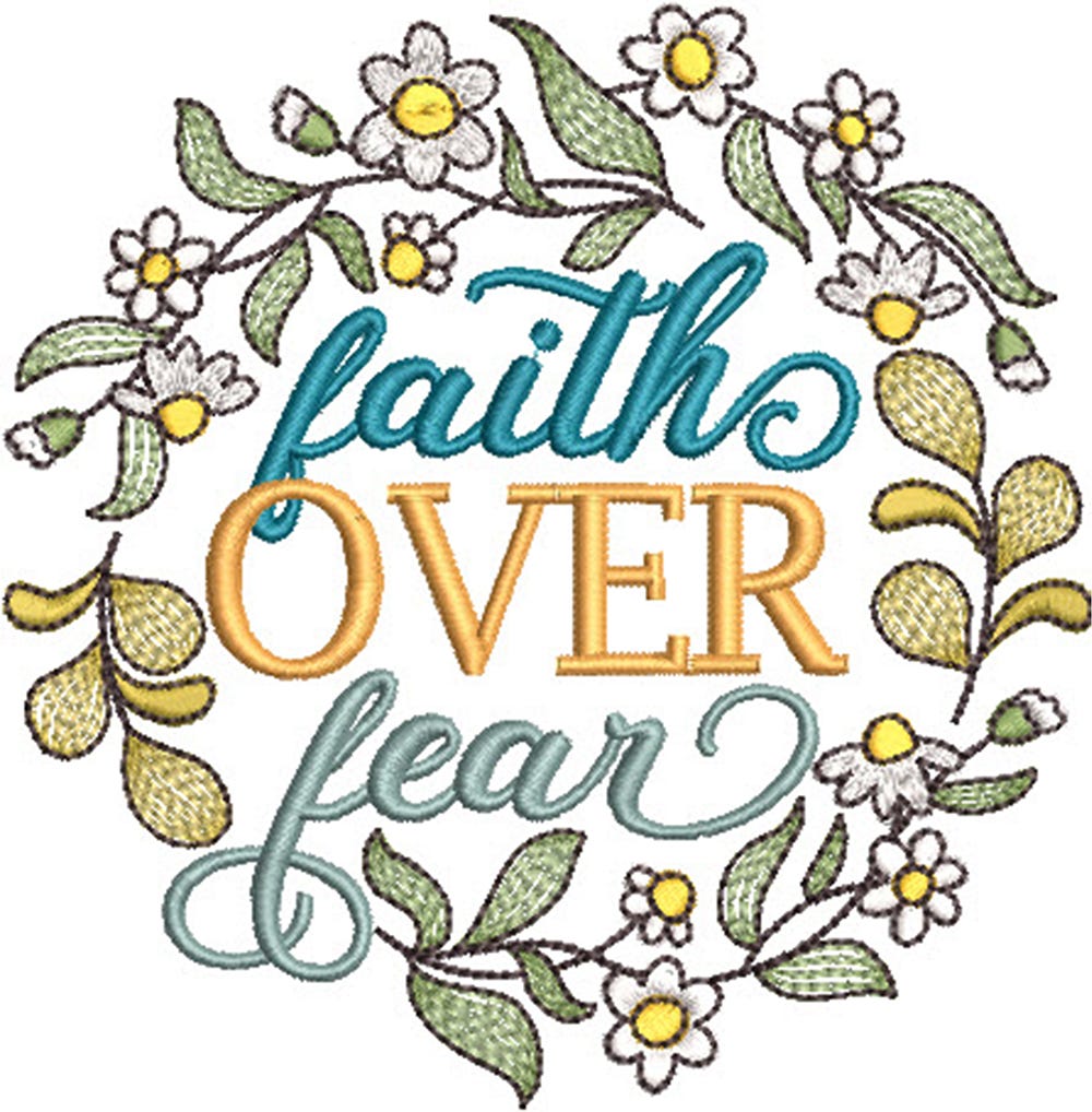 Faith Over Fear Word Art Embroidery Design | Machine Embroidery Designs by JuJu