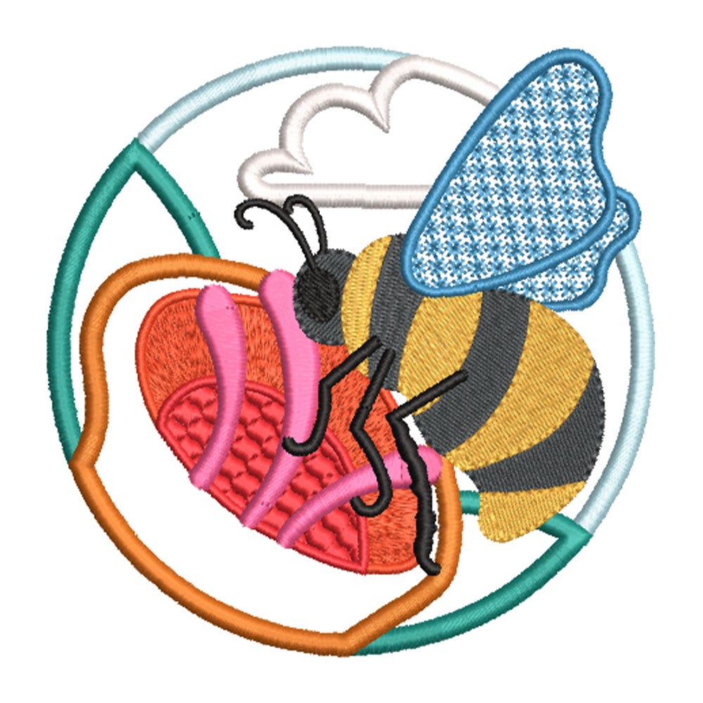FREE June Bee Applique Embroidery Design | Machine Embroidery Designs by JuJu