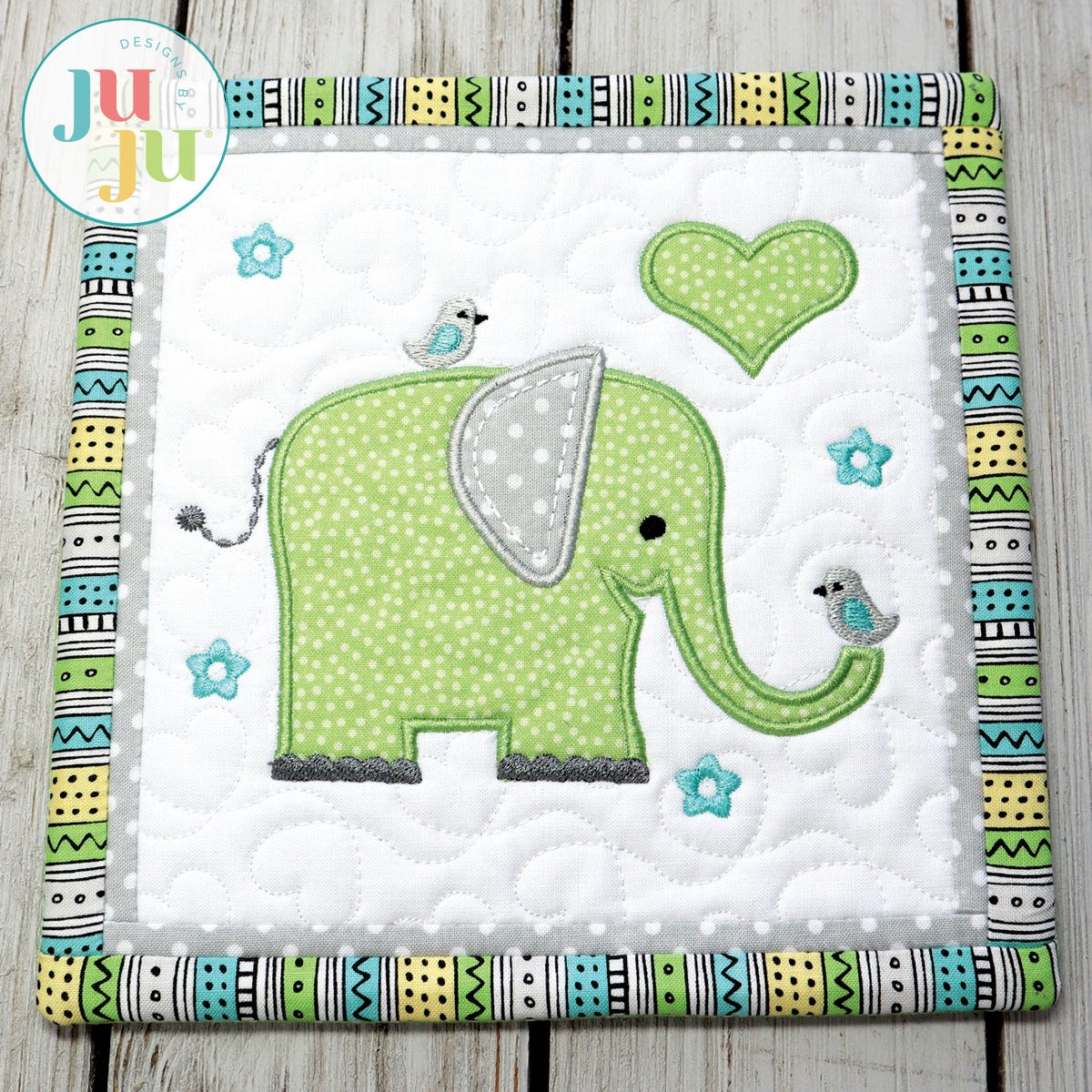 In The Hoop Elephant Quilt Block Project by Oma's Place | Machine Embroidery Designs by JuJu