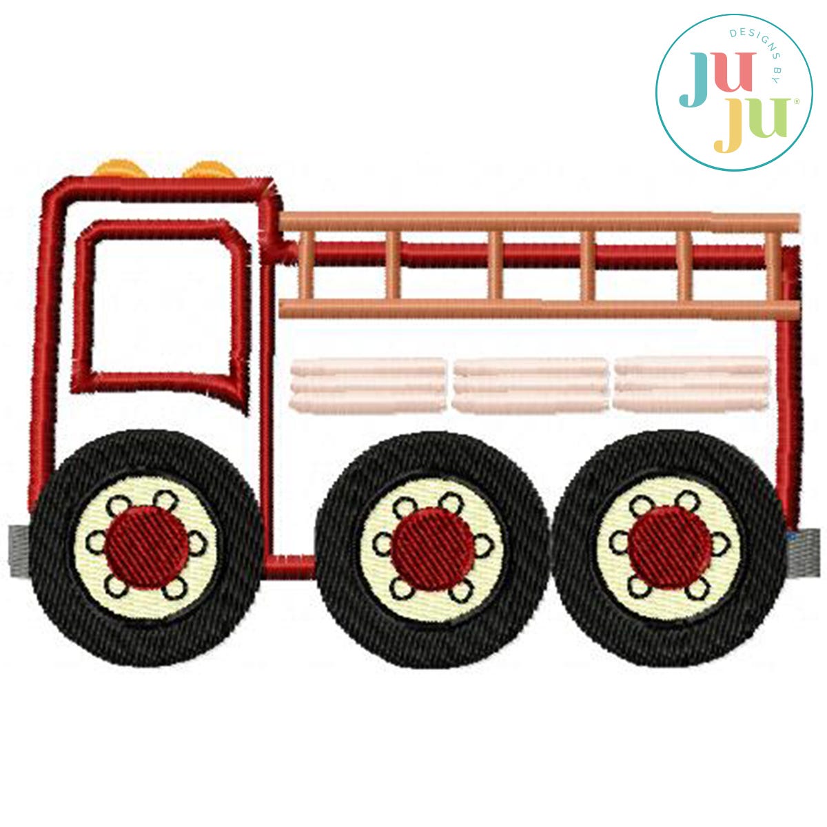 Applique Fire Truck Embroidery Set by Oma's Place | Machine Embroidery Designs by JuJu