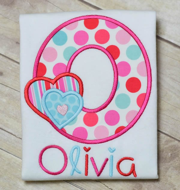 Hearts Applique Alphabet Embroidery Font | Machine Embroidery Designs by JuJu