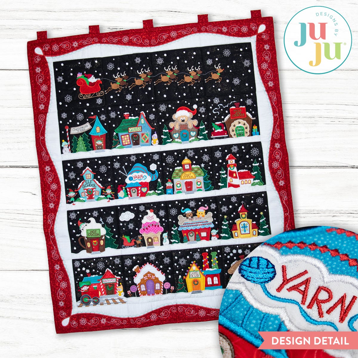 In The Hoop Build a North Pole Village Project | Machine Embroidery Designs by JuJu