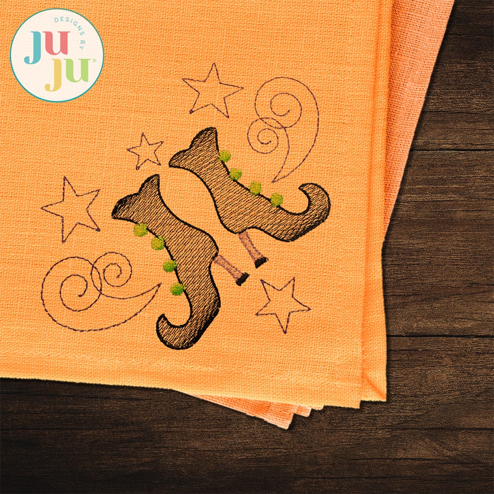 Witch Feet Corner Embroidery Design | Machine Embroidery Designs by JuJu