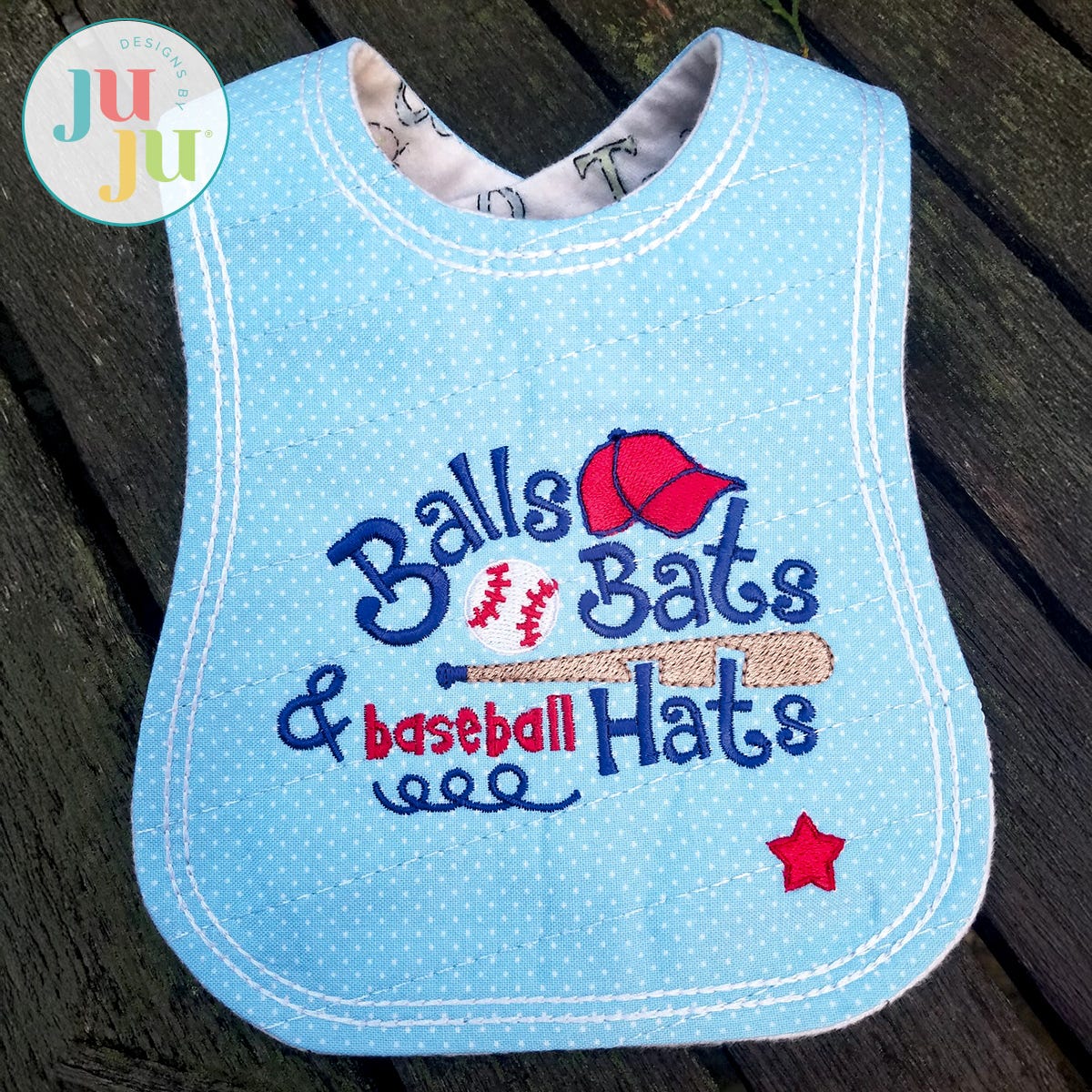 In The Hoop Baseball Bib Project by Oma's Place | Machine Embroidery Designs by JuJu