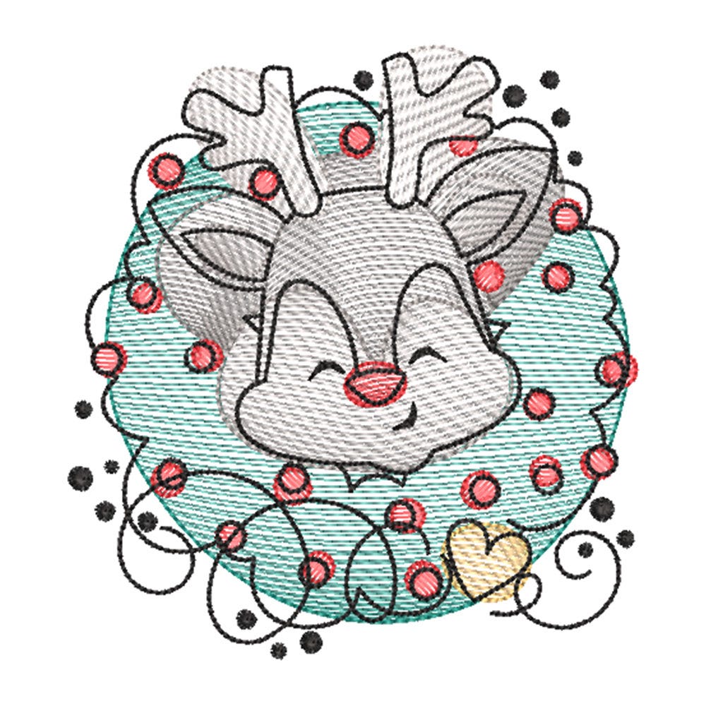 FREE Christmas Sketch Reindeer Embroidery Design | Machine Embroidery Designs by JuJu