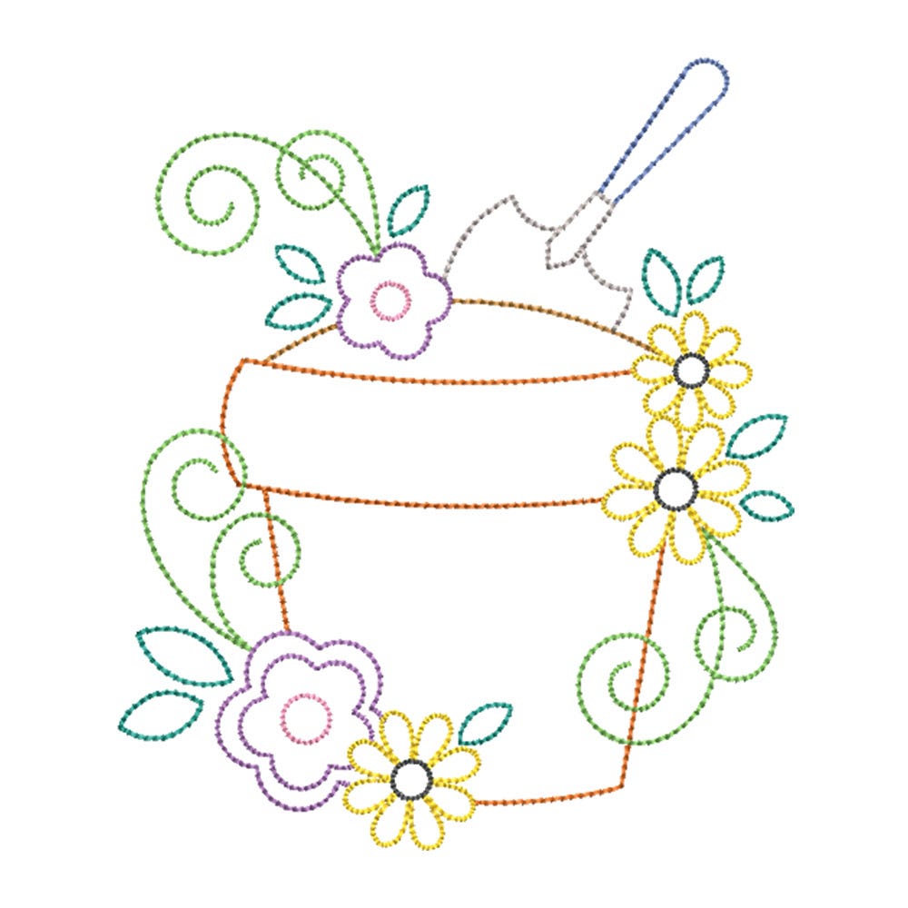 FREE Garden Lovers Flower Pot Embroidery Design | Machine Embroidery Designs by JuJu