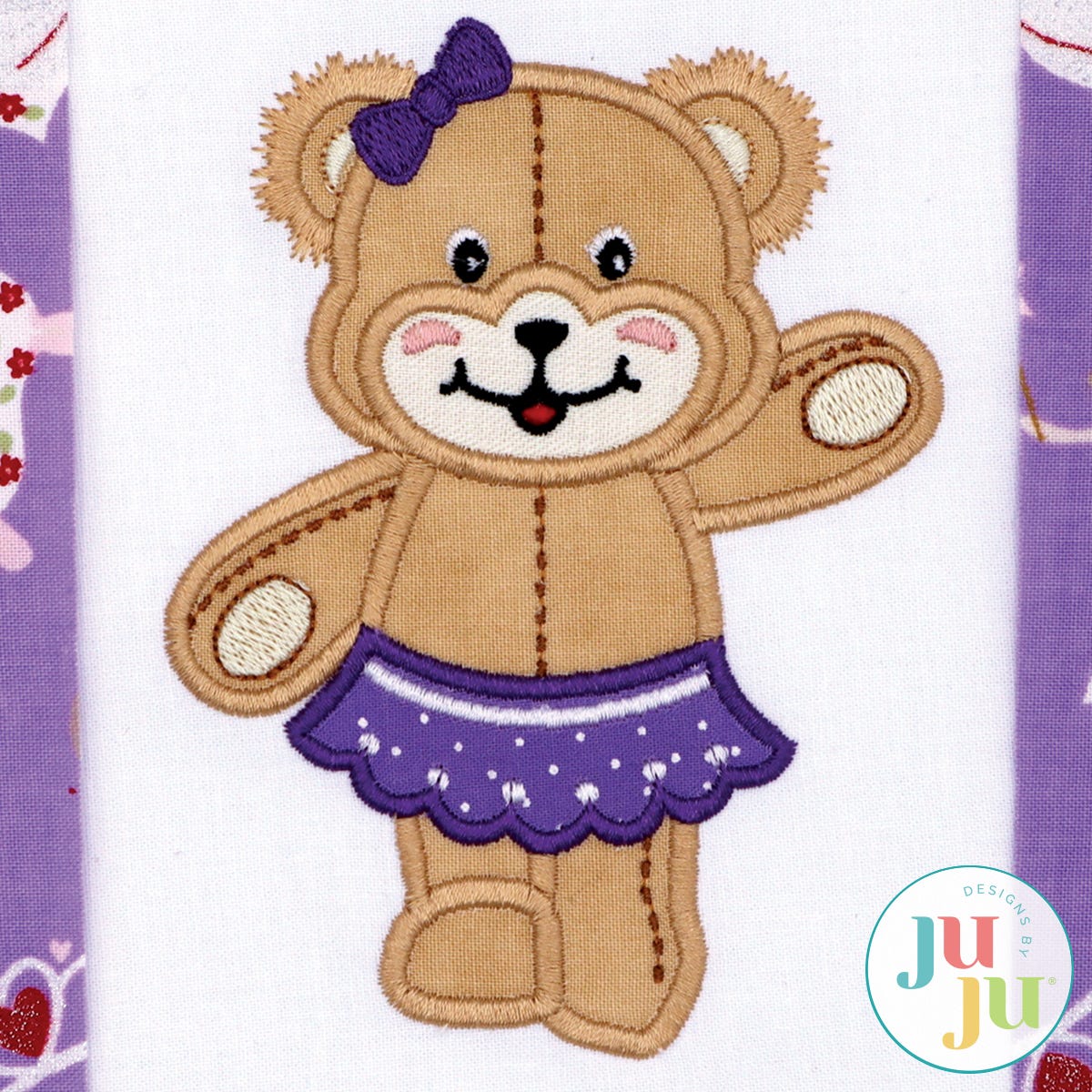 Applique Teddy Bear Girl Embroidery Design by Oma's Place | Machine Embroidery Designs by JuJu