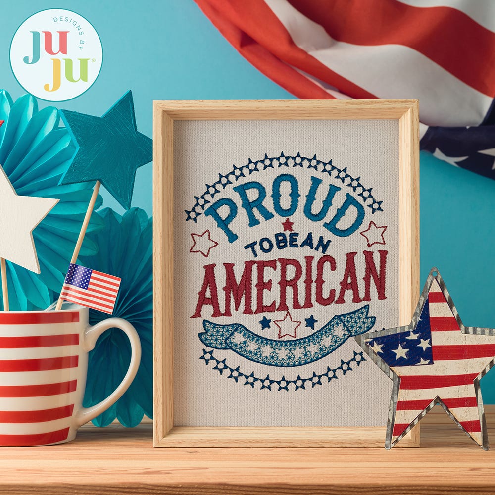 FREE Proud to Be an American Word Art Embroidery Design | Machine Embroidery Designs by JuJu
