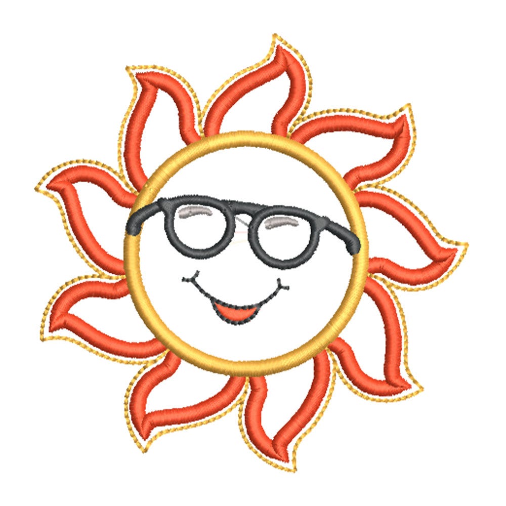 FREE Cute Summer Sun Embroidery Design | Machine Embroidery Designs by JuJu