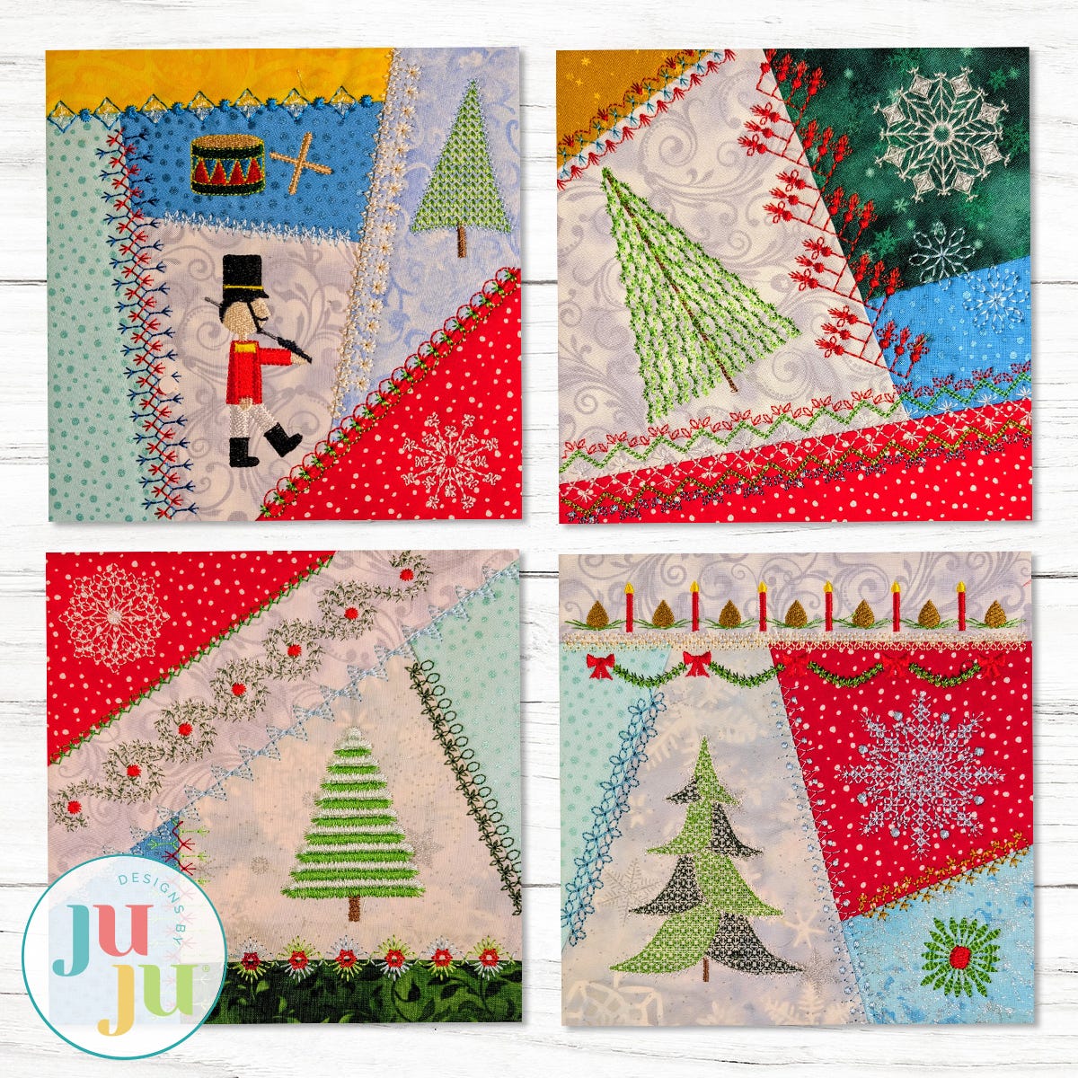 In The Hoop Christmas Crazy Patch Blocks Project Series 1 Set 5 | Machine Embroidery Designs by JuJu