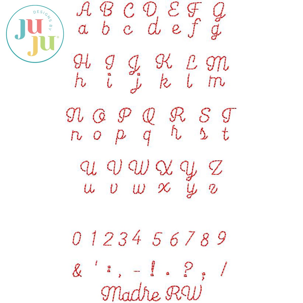 Madre Redwork Embroidery Font by Oma's Place | Machine Embroidery Designs by JuJu