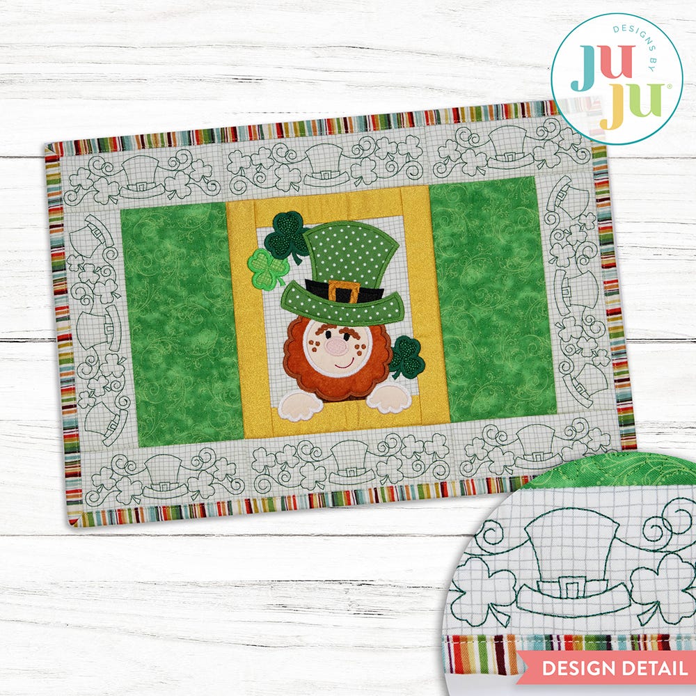 In The Hoop Modular Leprechaun Placemat Project | Machine Embroidery Designs by JuJu