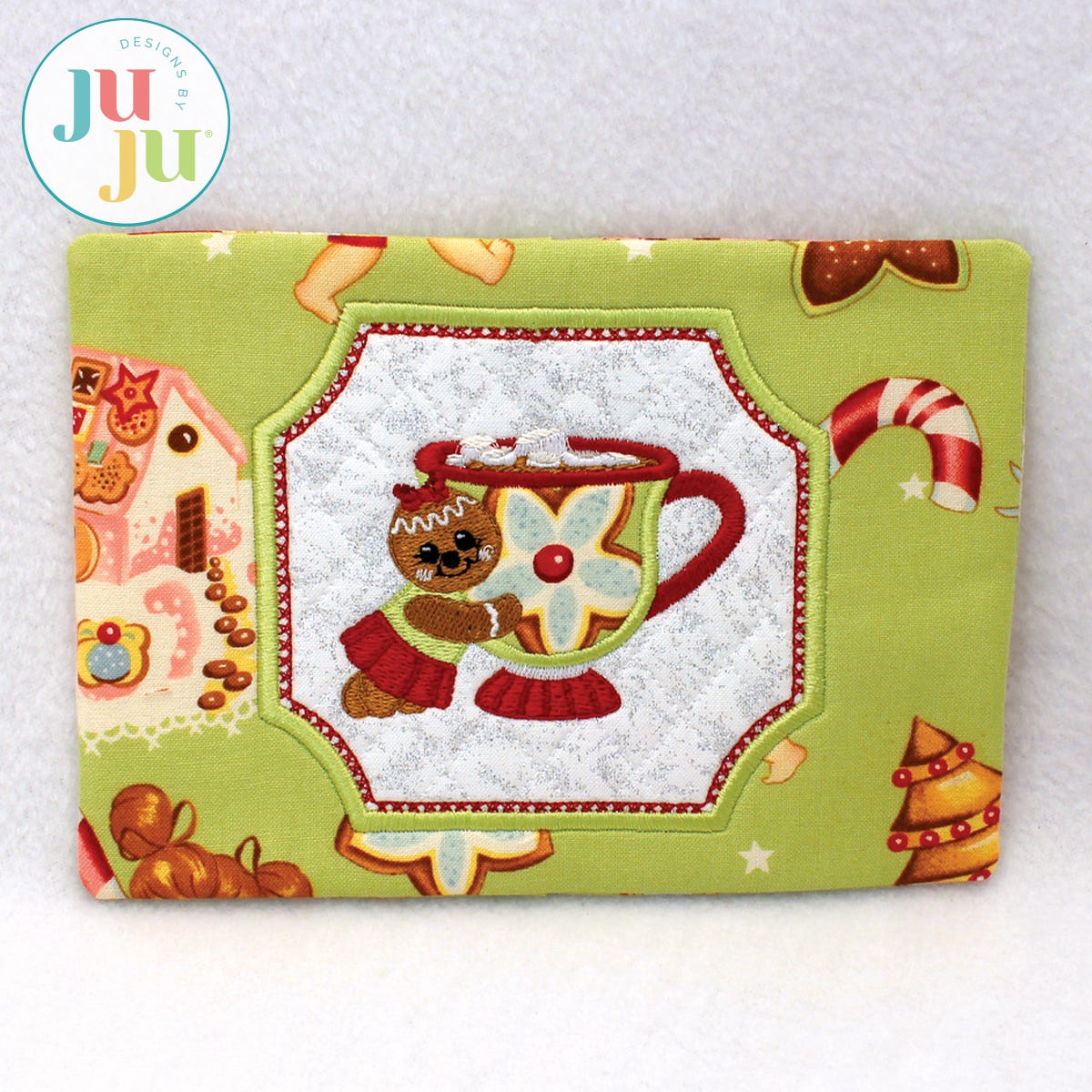 Ginger Hug Mug Rug by Oma's Place | Machine Embroidery Designs by JuJu