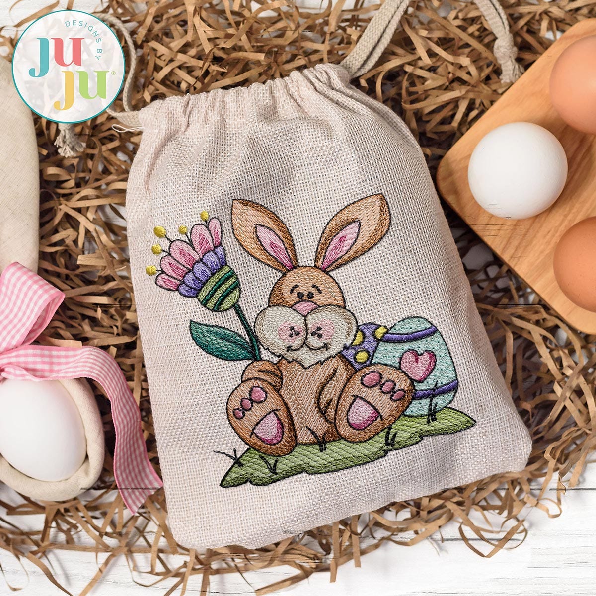 Sweet Easter Bunny 4 Embroidery Design | Machine Embroidery Designs by JuJu