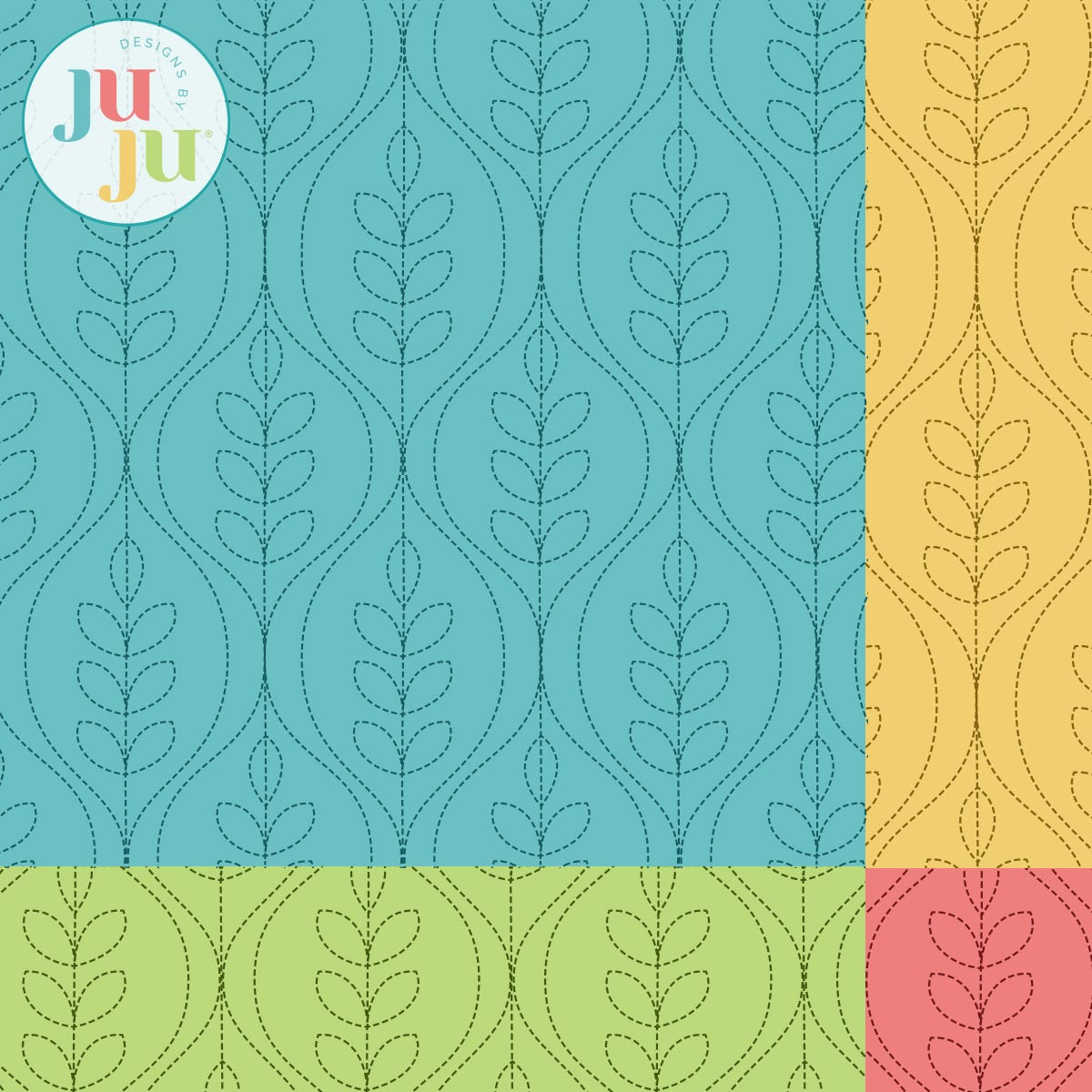 Modern Leaf Quilting Backdrops Design | Machine Embroidery Designs by JuJu