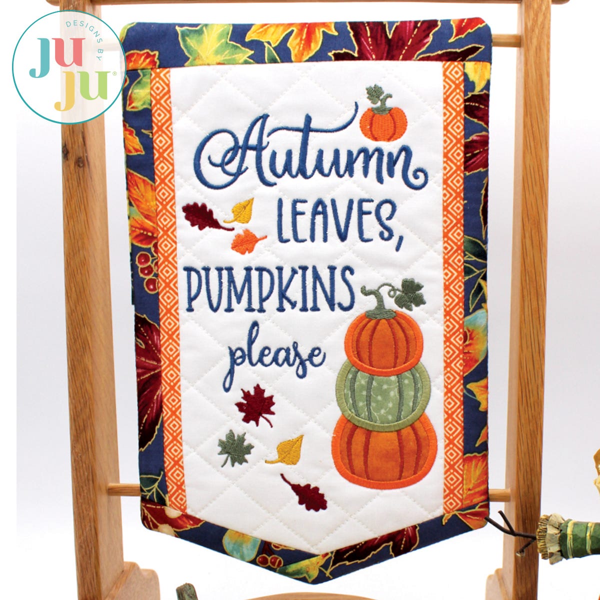 Pumpkins Please Banner by Oma's Place | Machine Embroidery Designs by JuJu