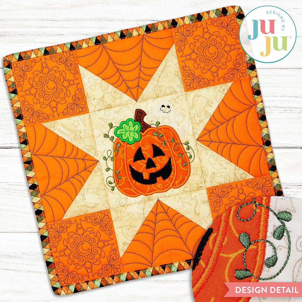 In The Hoop Halloween Mini Quilt Project | Machine Embroidery Designs by JuJu