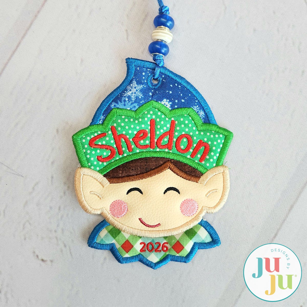 In The Hoop Sweet Elf Boy Face Ornament Project | Machine Embroidery Designs by JuJu