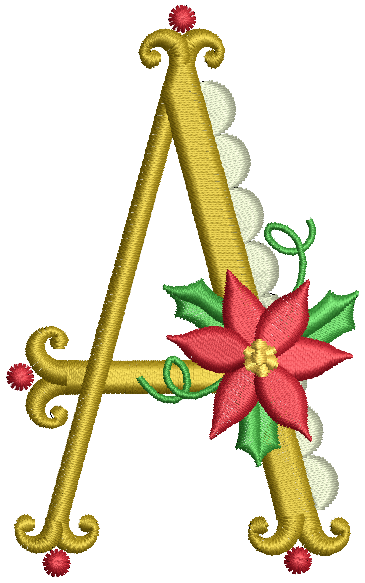 Poinsettia Monogram Machine Embroidery Designs by JuJu