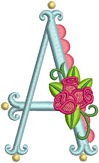 Scallop Rose Monogram Machine Embroidery Designs By JuJu